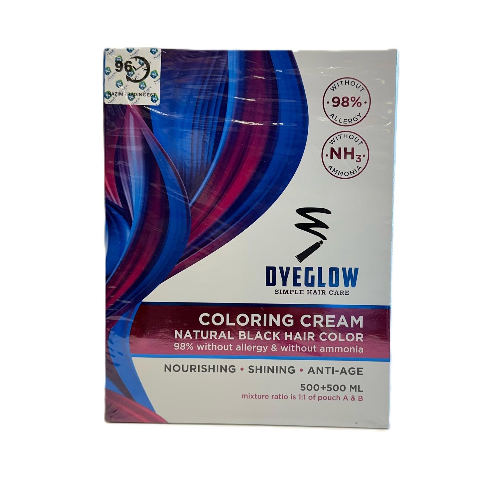 DYE GLOW Natural Black Hair Color 500ml+500ml