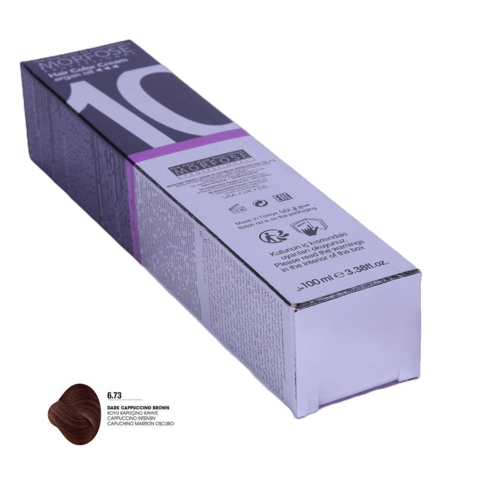 MORFOSE 10 Hair Color Cream 6.73-INTENSE CAPPUCCINO BROWN