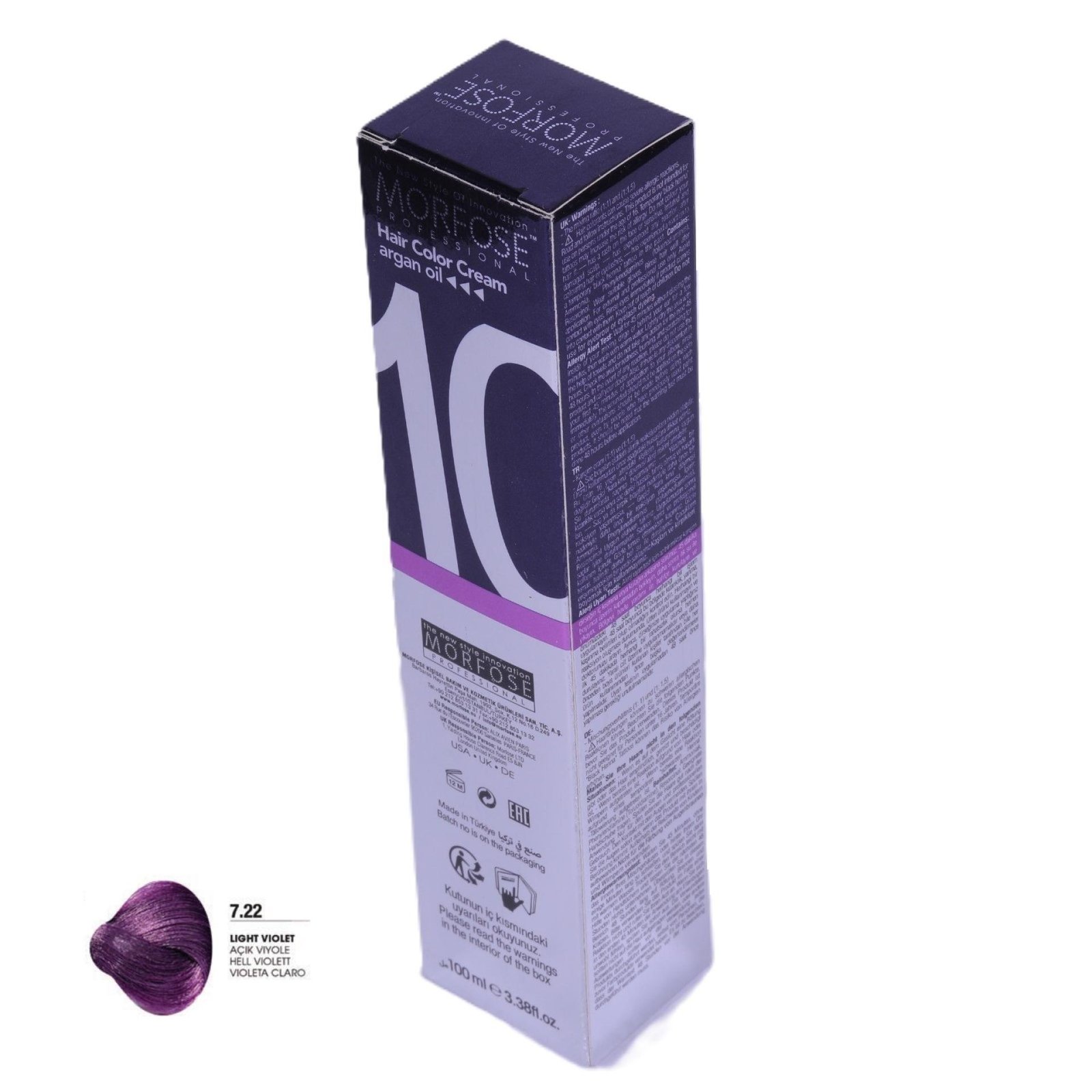 MORFOSE 10 Hair Color Cream with Argan Oil 7.22-Light Violet 100ml