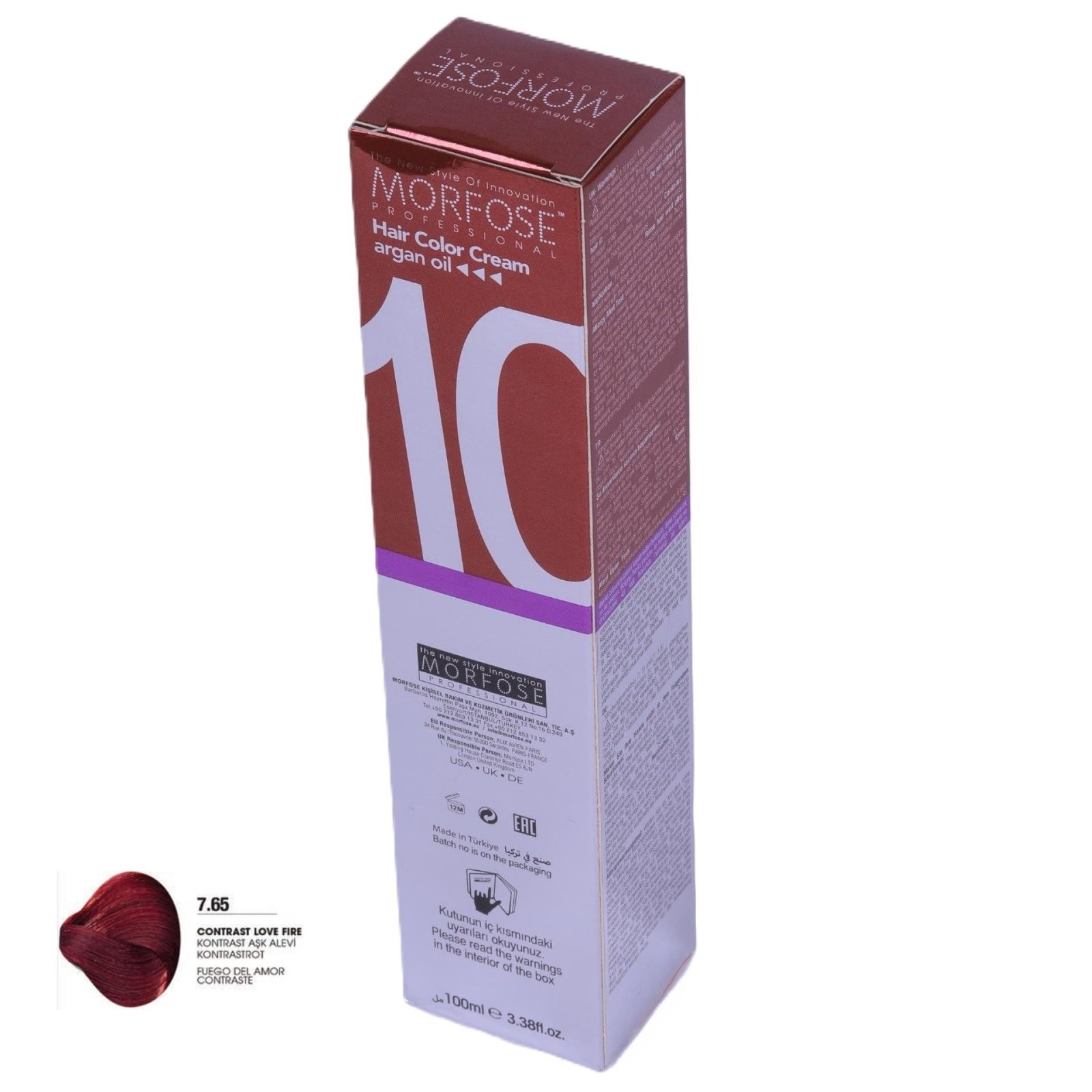 MORFOSE 10 Hair Color Cream with Argan Oil 7.65-Contrast Love Fire 100ml
