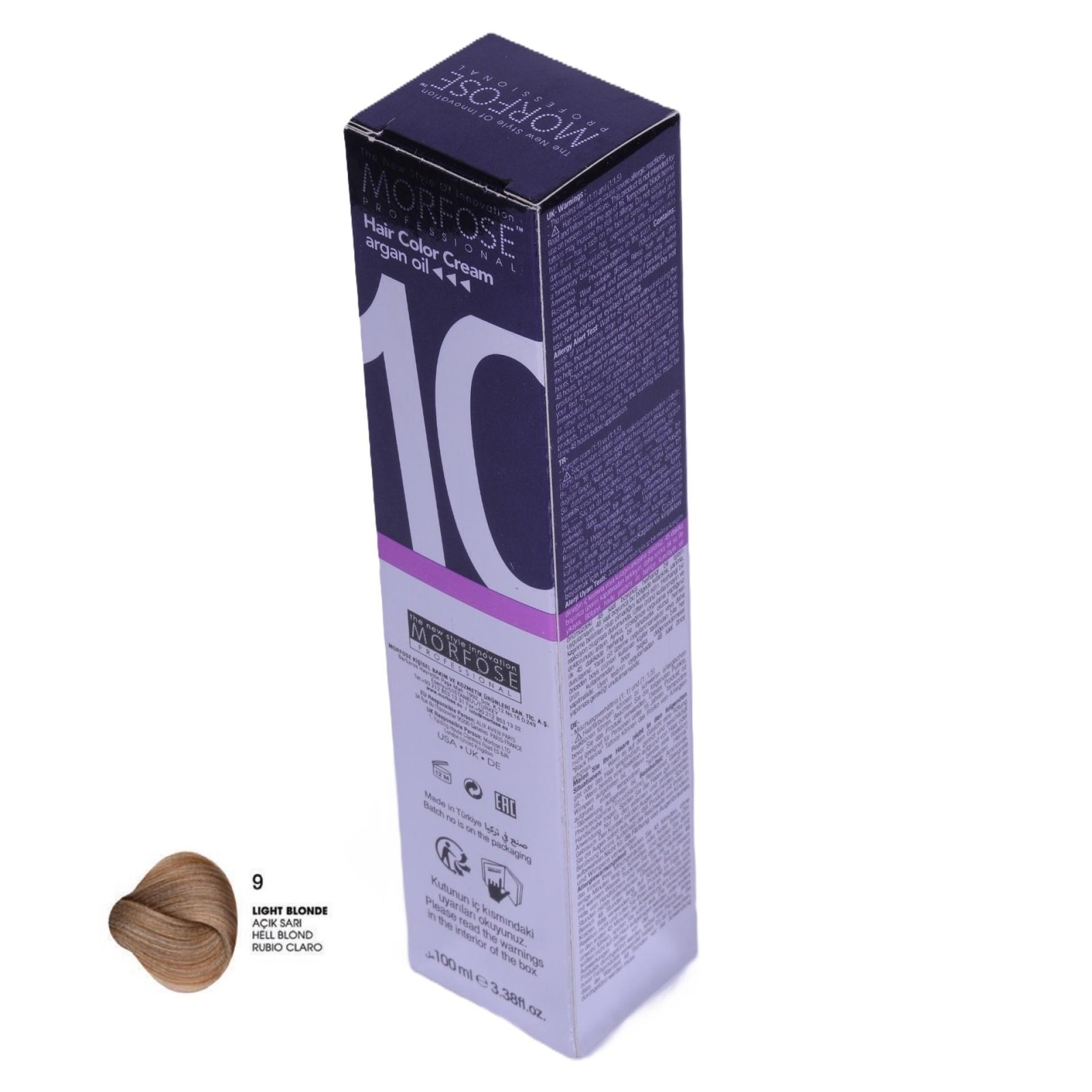 MORFOSE 10 Hair Color Cream with Argan Oil 9 - Light Blonde 100ml