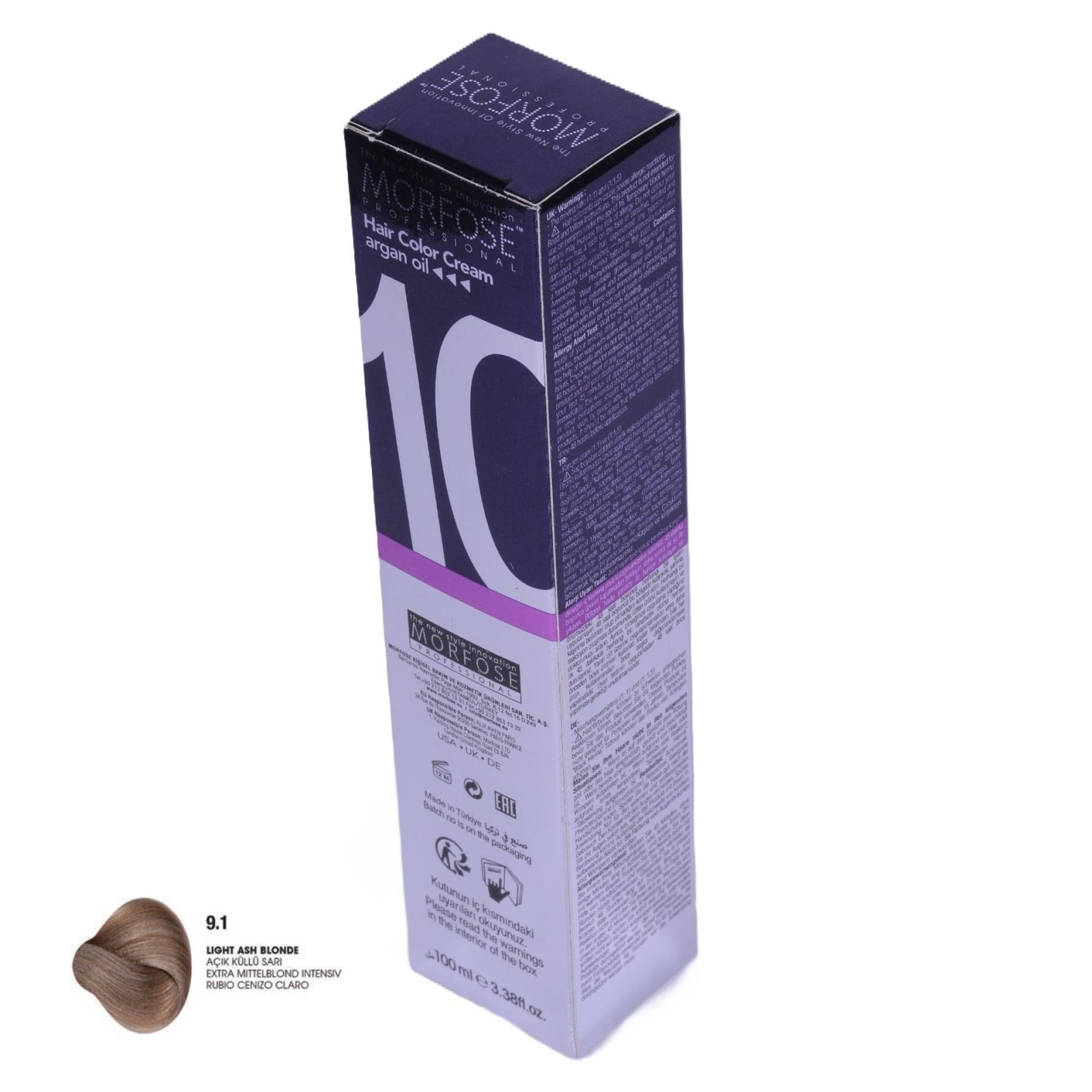 MORFOSE 10 Hair Color Cream with Argan Oil 9.1 - Light Ash Blonde 100ml