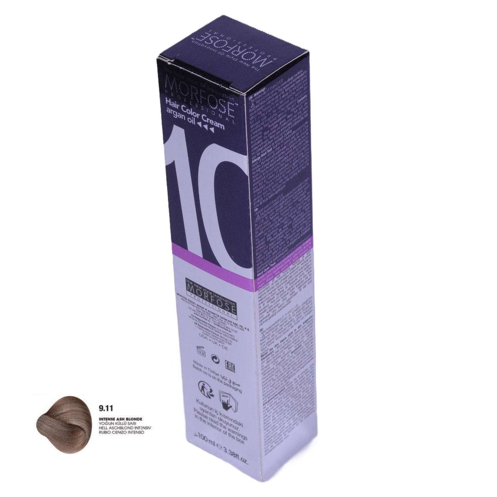 MORFOSE 10 Hair Color Cream with Argan Oil 9.11 - Intense Ash Blonde 100ml