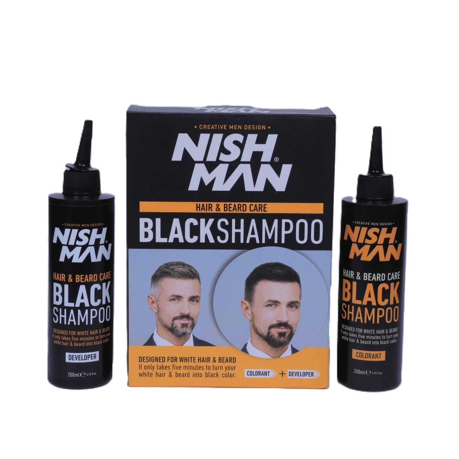 NISH MAN Hair & Beard Care Black Shampoo 200ml+200ml