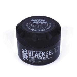 NISH MAN Hair Styling Ultra Hold Black Gel WHITE COVERAGE 300ml