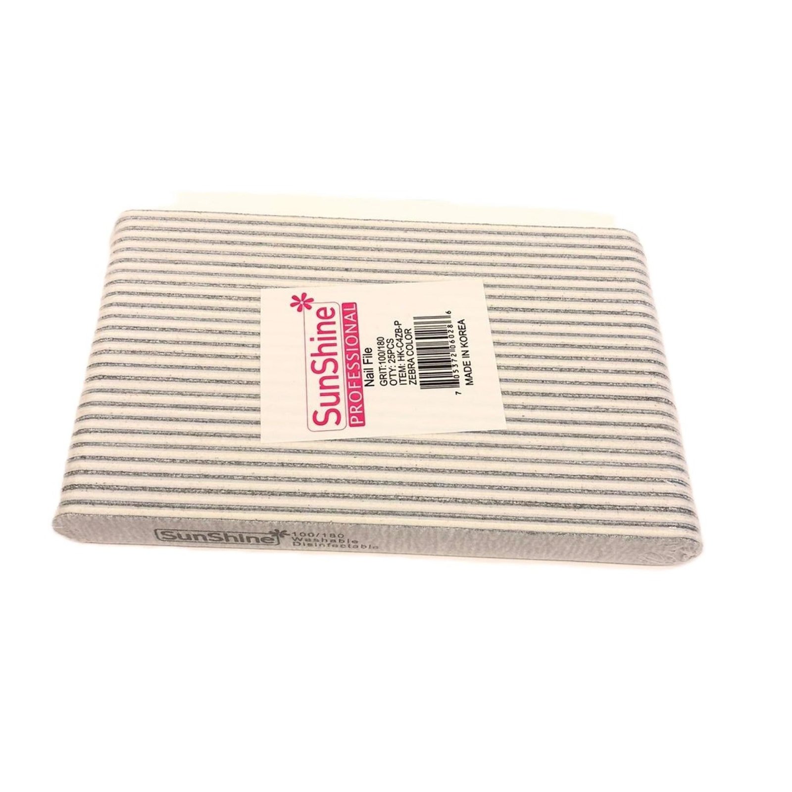 SunShine Nail File Oblong Grey Grit100/180 25pcs/pack