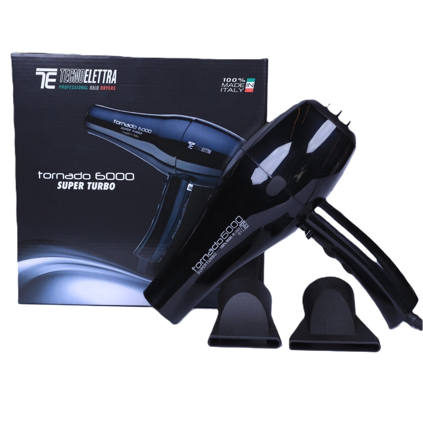 Tenno Elettra Hair Dryer TORNADO Super Turbo 6000 Professional Hair Dryer Black