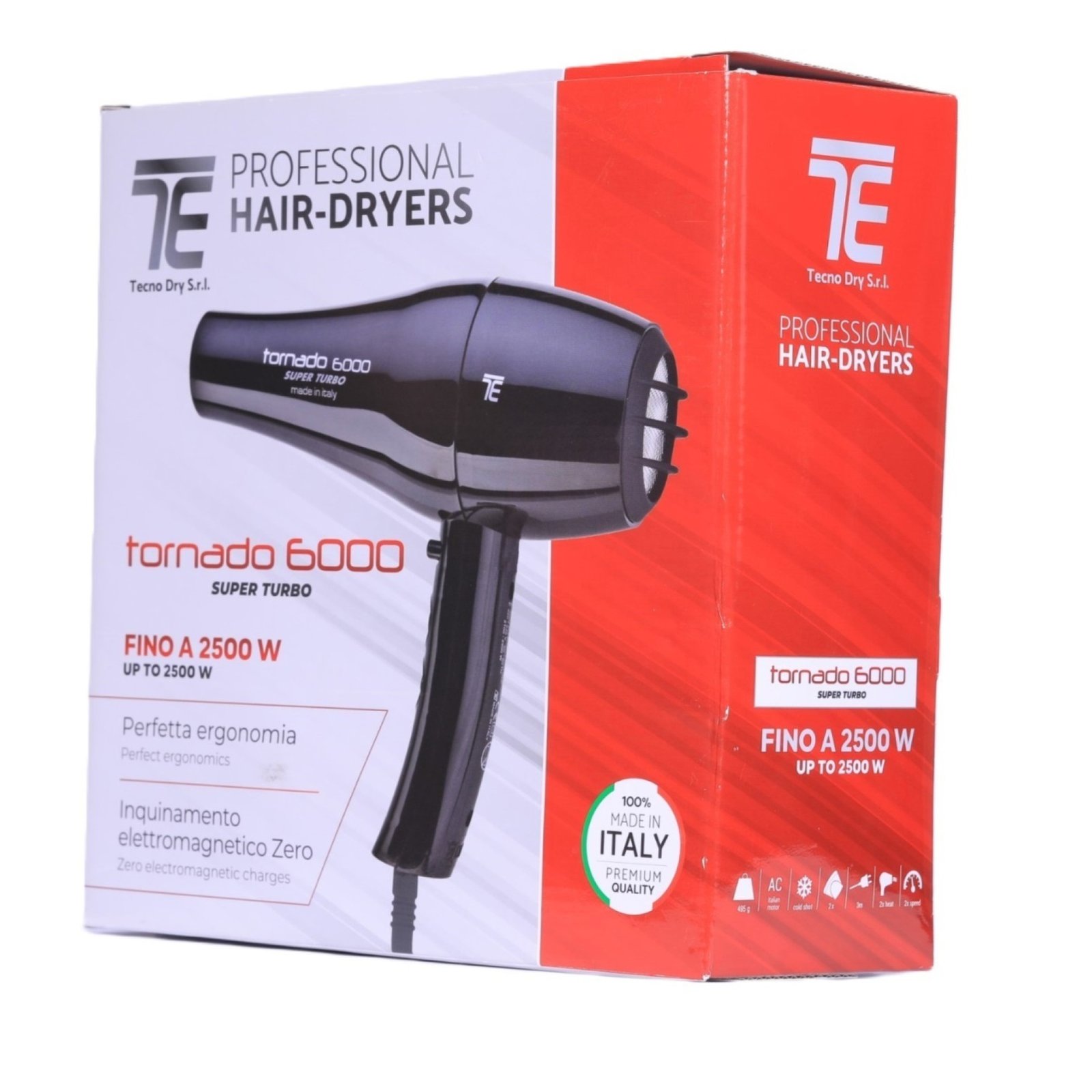 Tenno Elettra Hair Dryer TORNADO Super Turbo 6000 Professional Hair Dryer Silver
